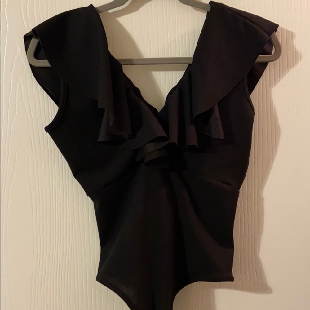 Black open cut bodysuit